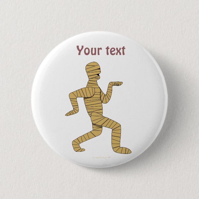 Funny Cartoon Egyptian Mummy Pyramids Custom Button (Front)