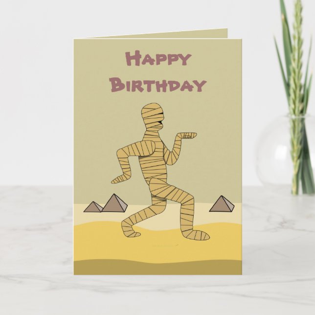 Funny Cartoon Egyptian Mummy Pyramids Custom Card (Front)