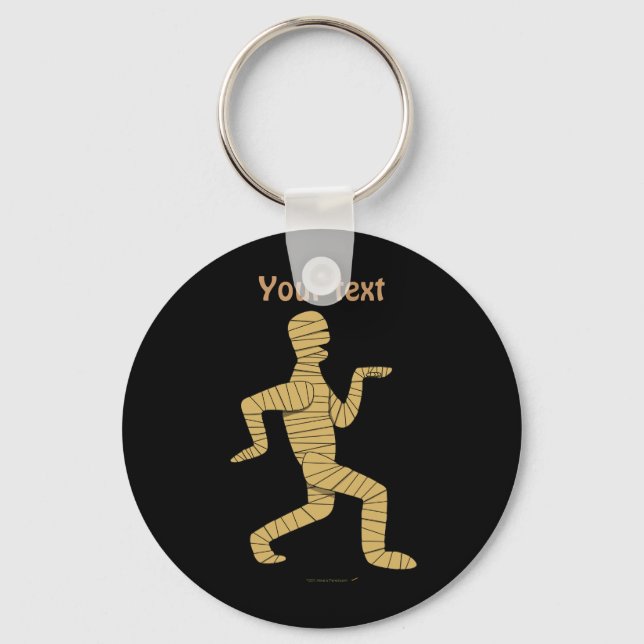 Funny Cartoon Egyptian Mummy Pyramids Custom Keychain (Front)