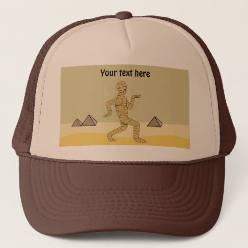 Funny Cartoon Egyptian Mummy Pyramids Custom Trucker Hat