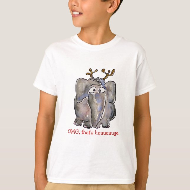 Funny Cartoon Elephant Holiday Kids TShirt (Front)