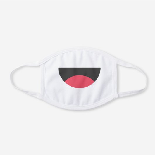 Funny Cartoon Emoticons Smiling Grinning Big Mouth White Cotton Face Mask (Front)
