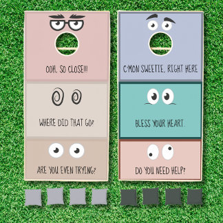 Funny Cartoon Eye Expressions Cornhole Set