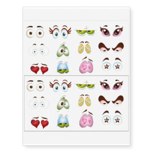 Funny Cartoon Eyes Design Temporary Tattoos