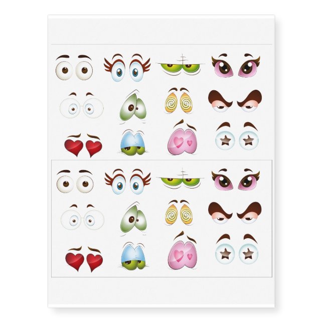 Funny Cartoon Eyes Design Temporary Tattoos (Front)