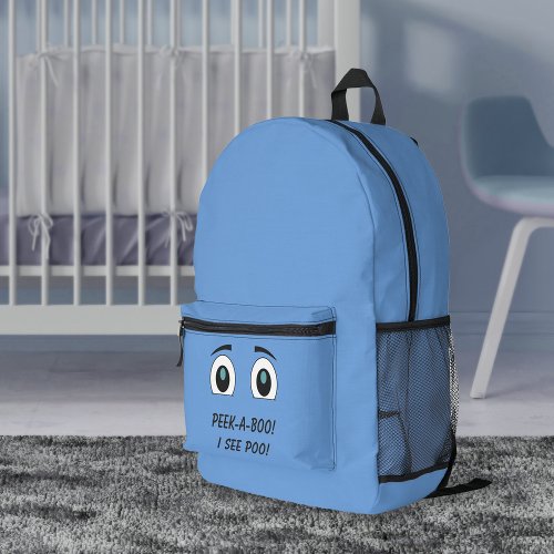 Funny Cartoon Eyes Diaper Bag With Your Text Blue