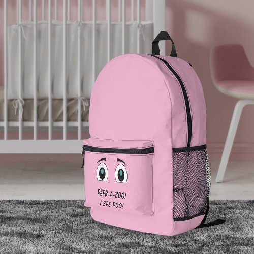 Funny Cartoon Eyes Diaper Bag With Your Text Pink