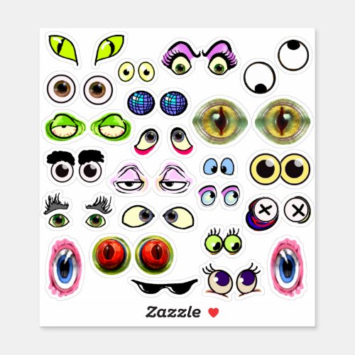 Funny Cartoon Eyes  Eyeballs Sticker Set