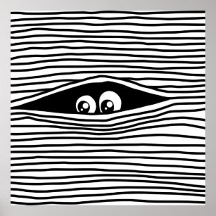 Funny Cartoon Eyes Watching Unseen Poster