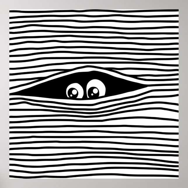 Funny Cartoon Eyes Watching Unseen Poster (Front)