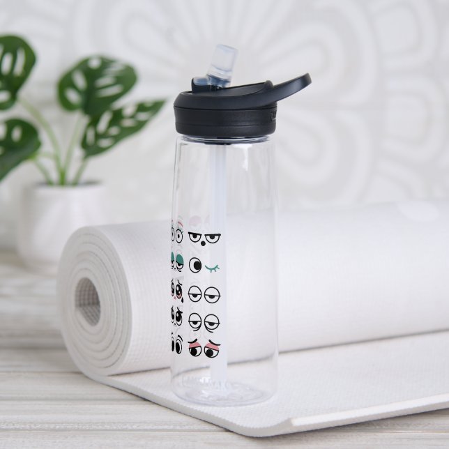 Funny Cartoon Eyes Water Bottle (Yoga)