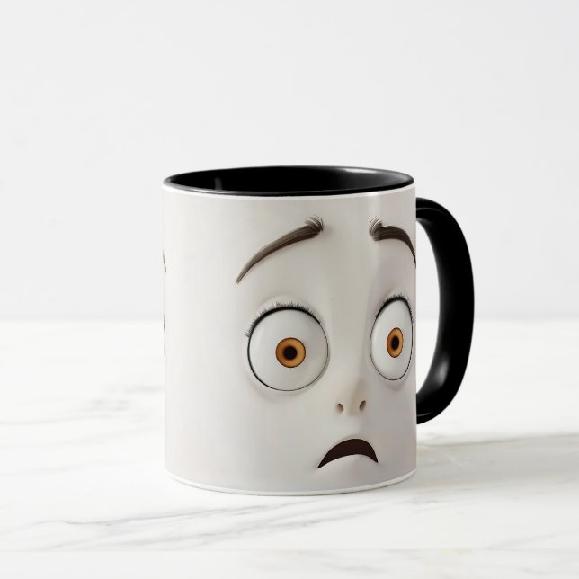 Funny Cartoon Face 3-D Wrap Mug (Front Right)