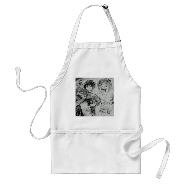 funny cartoon face  adult apron (Front)