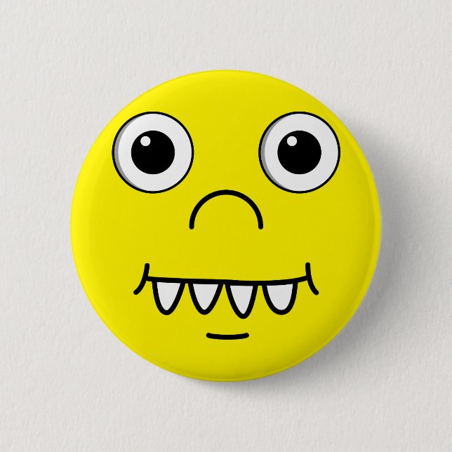 Funny Cartoon face Pinback Button (Front)
