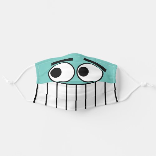 Funny cartoon face with big eyes teal color adult cloth face mask