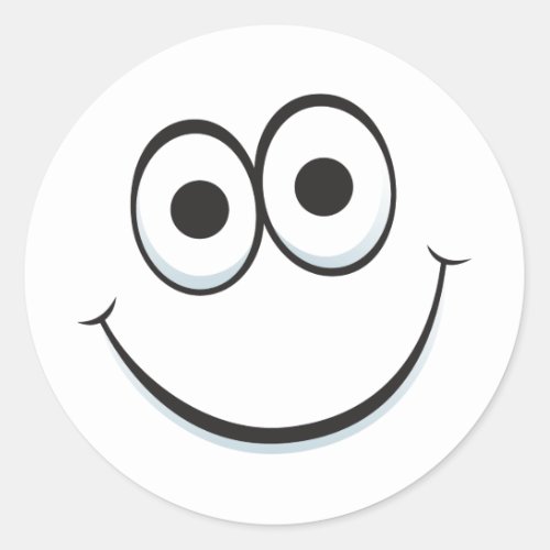 Funny cartoon face with big happy smile stickers