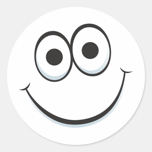 Funny cartoon face with big happy smile stickers (Front)