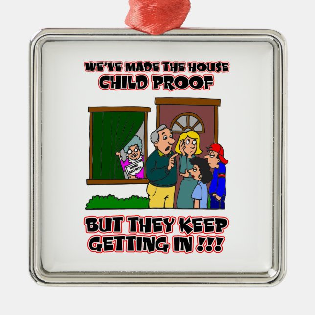 Funny Cartoon - Families & Children Who Come Home Metal Ornament (Front)