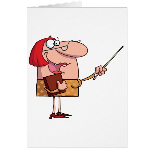Funny Cartoon Female teacher Cards (Front)
