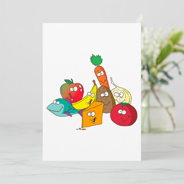 Funny Cartoon Food Group Friends Characters Invitation (Creator Uploaded)