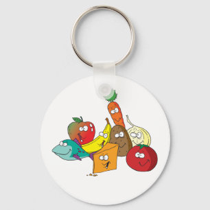 Funny Cartoon Food Group Friends Characters Keychain