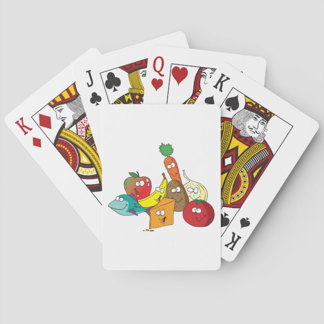 Funny Cartoon Food Group Friends Characters Poker Cards (Back)