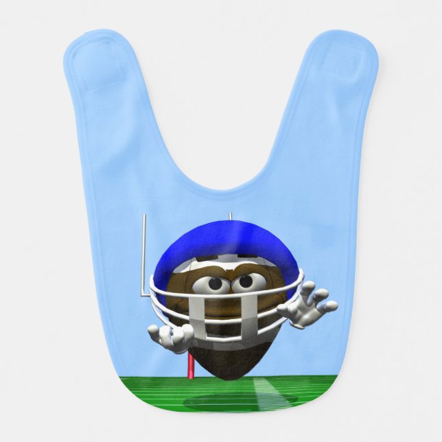 Funny Cartoon Football in a Helmet Bib (Front)