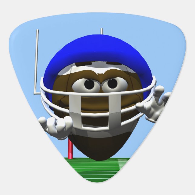Funny Cartoon Football in a Helmet Guitar Pick (Front)