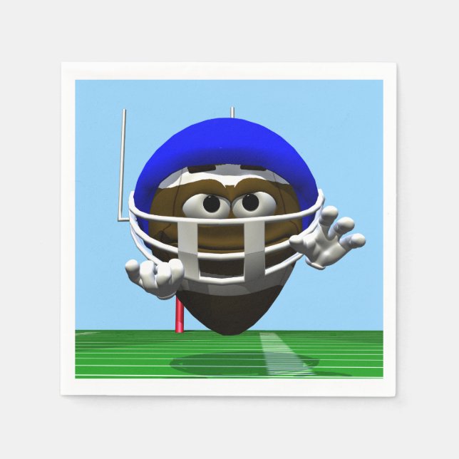 Funny Cartoon Football in a Helmet Napkins (Front)