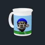 Funny Cartoon Football in a Helmet Pitcher<br><div class="desc">A great gift for a football fan.  A funny brown cartoon football wearing a football helmet runs the field to score a touchdown.</div>