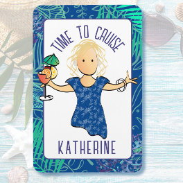 Funny Cartoon for Her Tropical Beach Cruise Door Magnet