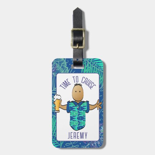 Funny Cartoon For Him Cruise Beach Vacation Luggage Tag