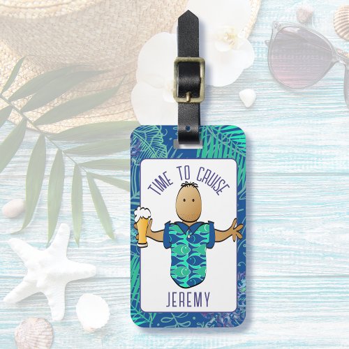 Funny Cartoon For Him Cruise Beach Vacation Luggage Tag