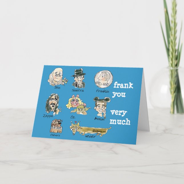 Funny Cartoon Frank You Very Much Thank You Card (Front)