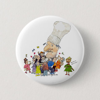Funny Cartoon French Chef Button