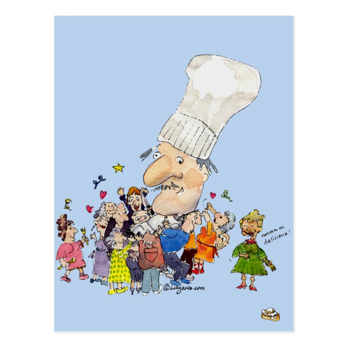 Funny Cartoon French Chef Post Cards