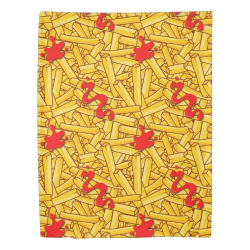 Funny Cartoon Fries and Red Sauce Duvet Cover