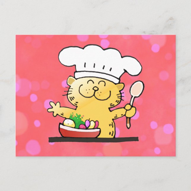 Funny Cartoon | Funny Kitty Chef Postcard (Front)