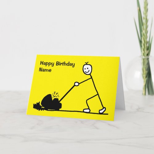 Funny Cartoon Gardener Birthday Card