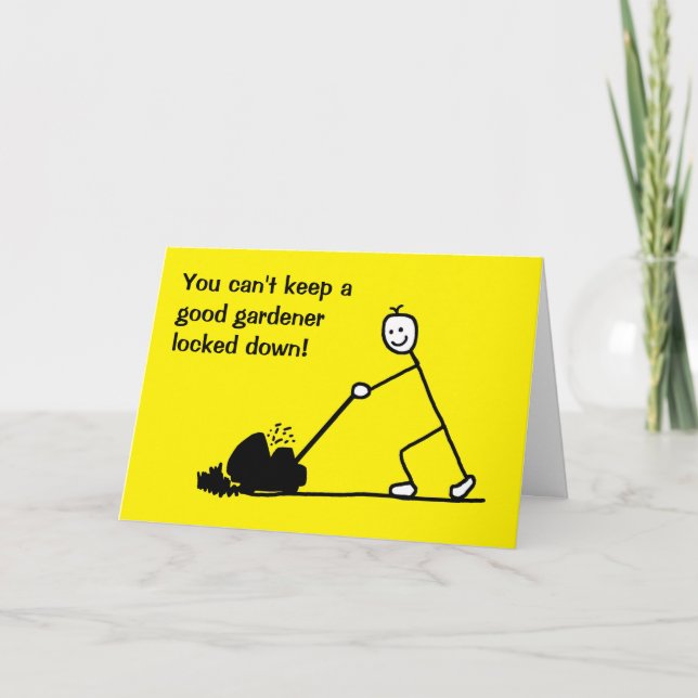 Funny Cartoon Gardener Lockdown Card (Front)