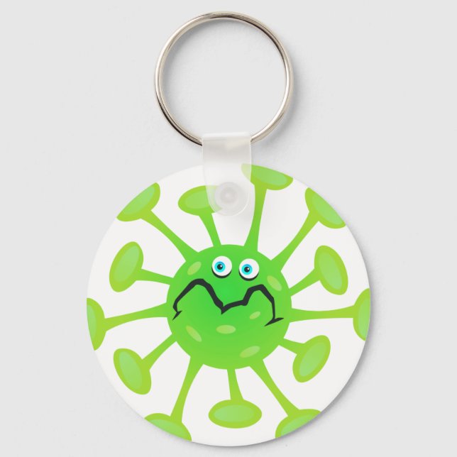 Funny Cartoon Germ Bacteria Keychain (Front)