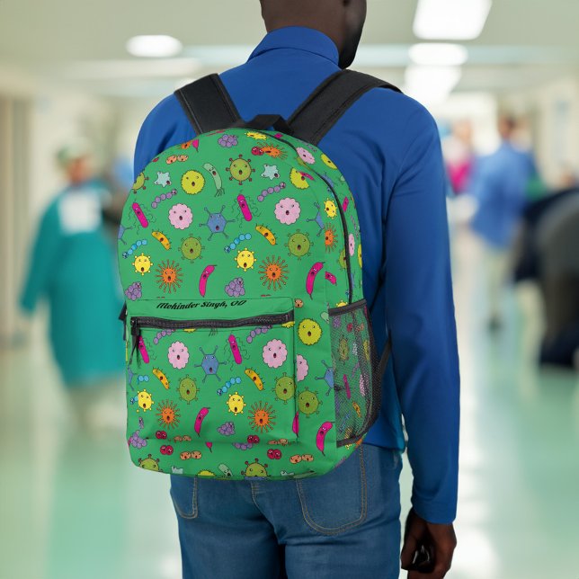 Funny Cartoon Germ Printed Backpack (Creator Uploaded)