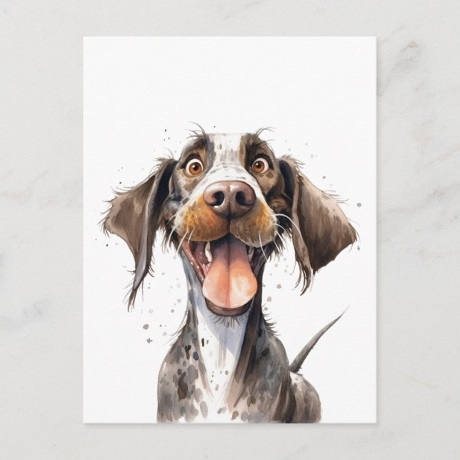 Funny Cartoon German Pointer Dog Postcard (Front)