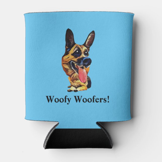 Funny Cartoon German Shepherd Can Cooler (Front)