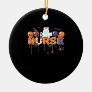 funny cartoon ghost nurse - Hot Nurse Halloween Ou Ceramic Ornament