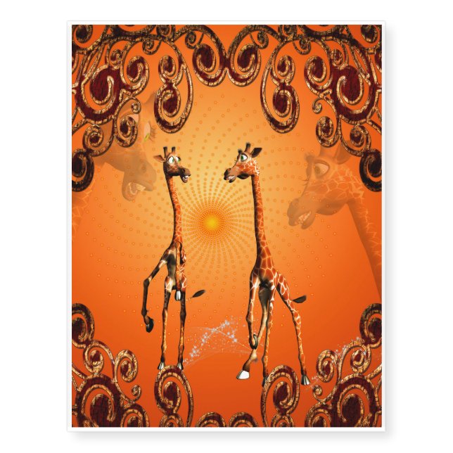 Funny cartoon giraffe temporary tattoos (Front)