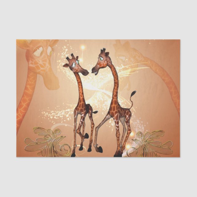 Funny cartoon giraffes tissue paper (Front)