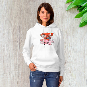 Funny Cartoon Gnome Riding Flying Pig Hoodie