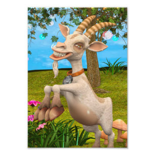 Funny Cartoon Goat Garden Animal Art Photo Print