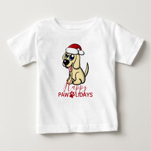 Funny Cartoon Golden Retriever Dog Cute Christmas Baby T_Shirt
